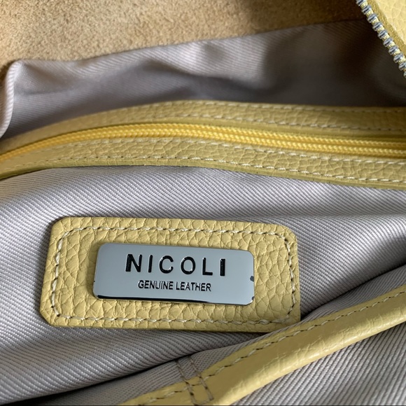 NICOLI Yellow Leather Hobo Satchel - Picture 11 of 13